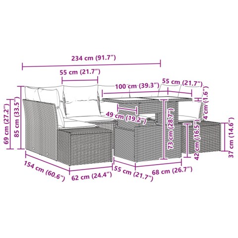 ZESTAW SOF OGRODOWYCH Z PODUSZKAMI JASNOSZARY POLIRATTAN