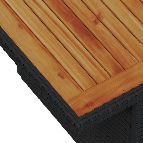 11-CZĘŚCIOWY ZESTAW SOFY OGRODOWEJ Z PODUSZKAMI CZARNY POLI RATTAN AKACJA