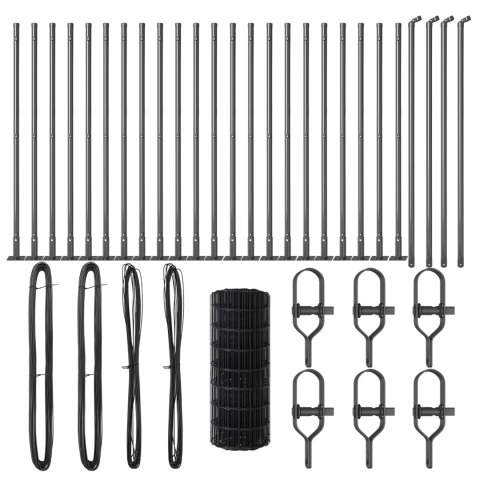 EURO FENCE Z 13 SŁUPKAMI Z FLANSZĄ 0.4X50M STAL OCYNKOWANA