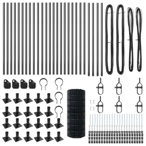EURO FENCE Z 13 SŁUPKAMI Z FLANSZĄ 0.4X50M STAL OCYNKOWANA