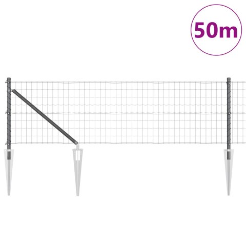 EURO FENCE ZE 13 SŁUPKAMI 0.4X50M STALI OCYNKOWANEJ SZAREJ