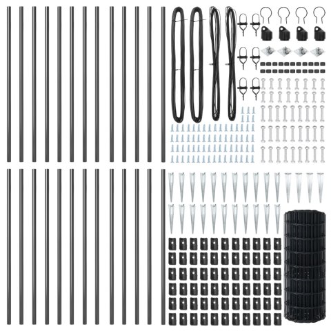 EURO FENCE ZE 13 SŁUPKAMI 0.4X50M STALI OCYNKOWANEJ SZAREJ