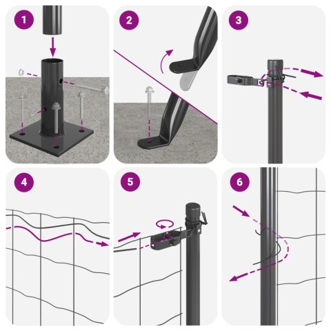 EURO FENCE Z 13 SŁUPKAMI Z FLANSZĄ 0.4X50M STAL OCYNKOWANA