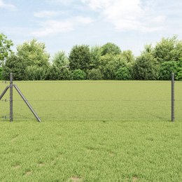 PŁOT SZEŚCIOKĄTNY SZARY 0.8X10M STAL SŁUPKI PŁOTOWE 7 SZT SZARE Ø32MM 120CM STAL OCYNKOWANA