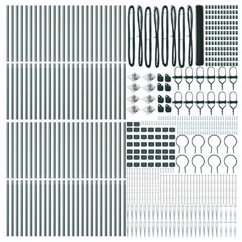PŁOT HEKSAGONALNY ZIELONY 1,2X100M STAL SŁUPKI DO PŁOTU Z OSTROGĄ 13 SZT. Ø32MM 140CM STAL OCYNKOWANA