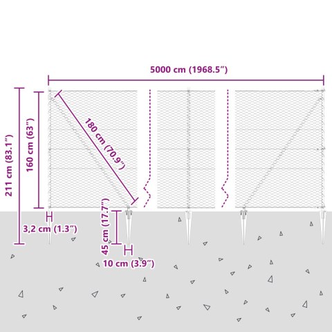 HEXAGON FENCE SZARY 1.6X50M STAL
