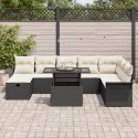 9-CZĘŚCIOWY ZESTAW SOFY OGRODOWEJ Z PODUSZKAMI - CZARNY POLIRATTAN