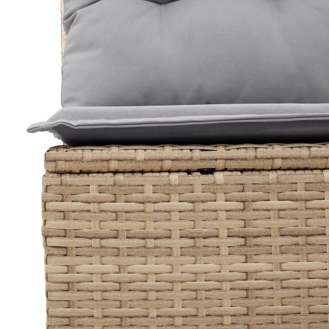 ZESTAW 14-CZĘŚCIOWY SOF OGRODOWYCH Z PODUSZKAMI BEŻOWY POLI RATTAN AKACJA
