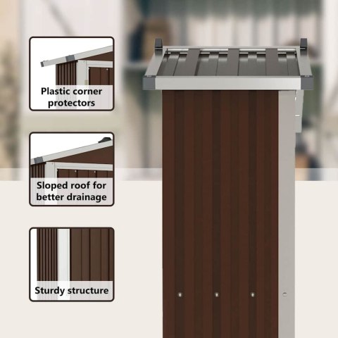 SZOPA OGRODOWA BRĄZOWA 107,5X46X183CM STAL GALWANIZOWANA