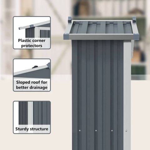 SZOPA OGRODOWA SZARA 107,5X46X183CM STAL GALWANIZOWANA