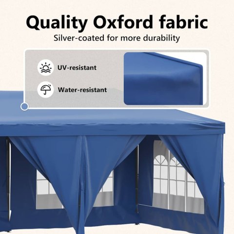 SKŁADANY NAMIOT IMPREZOWY ZE ŚCIANKAMI NIEBIESKI 3X6M