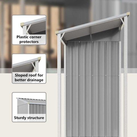 SZOPA Z WIATĄ JASNOSZARA 277X1105X181CM STAL