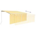 RĘCZNIE ZWIJANA MARKIZA Z ZASŁONĄ I LED 3X2,5M ŻÓŁTO-BIAŁA