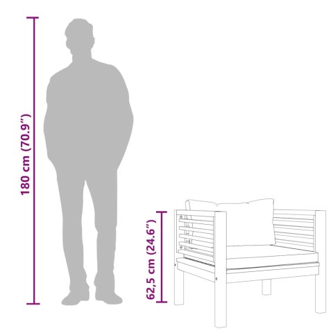 KRZESŁO OGRODOWE Z CIEMNOSZARYMI PODUSZKAMI DREWNO AKACJOWE