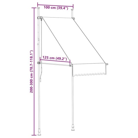 MARKIZA ZWIJANA RĘCZNIE 100CM ANTRACYTOWA