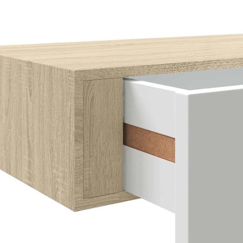 PÓŁKA ŚCIENNA Z SZUFLADĄ, DĄB I BIEL, 60X23,5X10CM, MDF