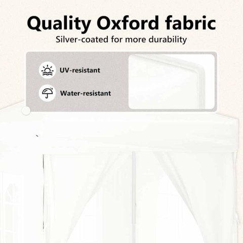 SKŁADANY NAMIOT IMPREZOWY ZE ŚCIANKAMI BIAŁY 2X2M