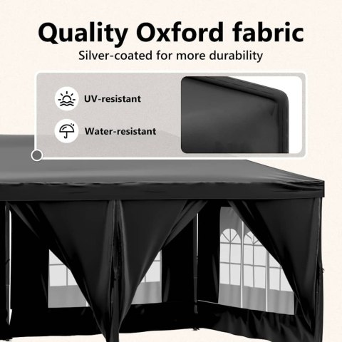 SKŁADANY NAMIOT IMPREZOWY ZE ŚCIANKAMI CZARNY 3X6M