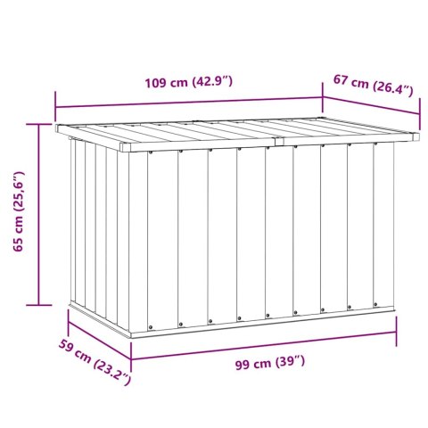 SKRZYNIA OGRODOWA DO PRZECHOWYWANIA BRĄZOWA 109X67X65CM