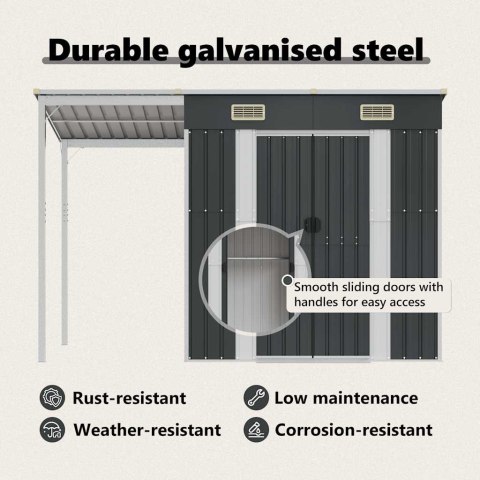 SZOPA Z WIATĄ ANTRACYT 277X1105X181CM STAL