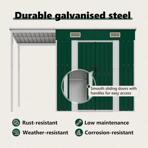SZOPA Z WIATĄ ZIELONA 277X1105X181CM STAL