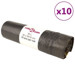 WORKI NA ŚMIECI ŚCIĄGANE TAŚMĄ 250 SZT. CZARNE 35 L