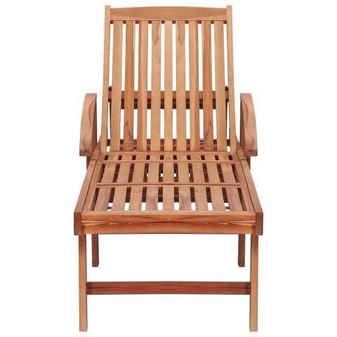 LEŻAK Z NIEBIESKĄ PODUSZKĄ DREWNO TEKOWE