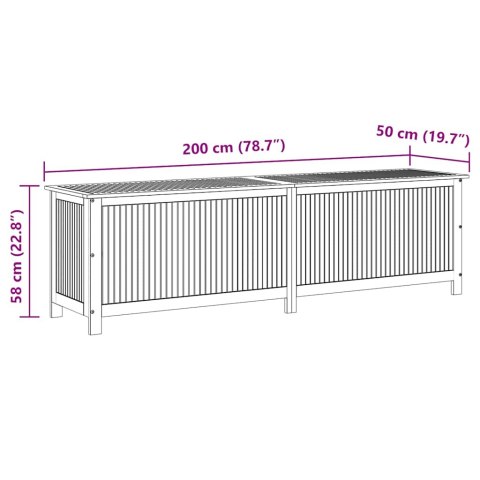SKRZYNIA OGRODOWA 200X50X58CM DREWNO AKACJOWE