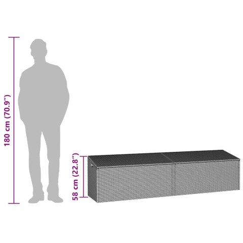 SKRZYNIA OGRODOWA DO PRZECHOWYWANIA SZARA 220X50X58CM