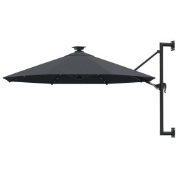 PARASOL OGRODOWY Z LED ŚCIENNY 300CM ANTRACYTOWY