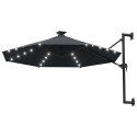 PARASOL OGRODOWY Z LED ŚCIENNY 300CM ANTRACYTOWY