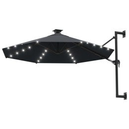 PARASOL OGRODOWY Z LED ŚCIENNY 300CM ANTRACYTOWY