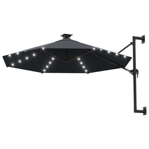 PARASOL OGRODOWY Z LED ŚCIENNY 300CM ANTRACYTOWY