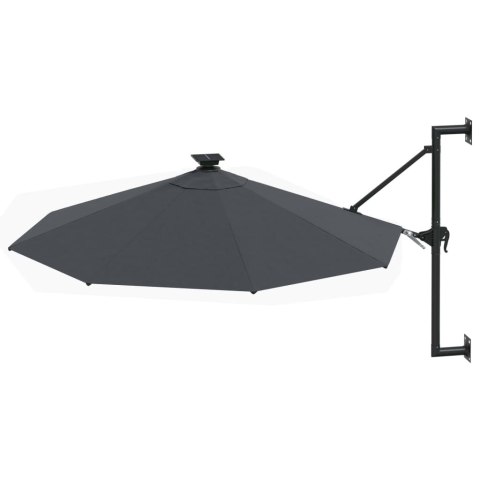 PARASOL OGRODOWY Z LED ŚCIENNY 300CM ANTRACYTOWY