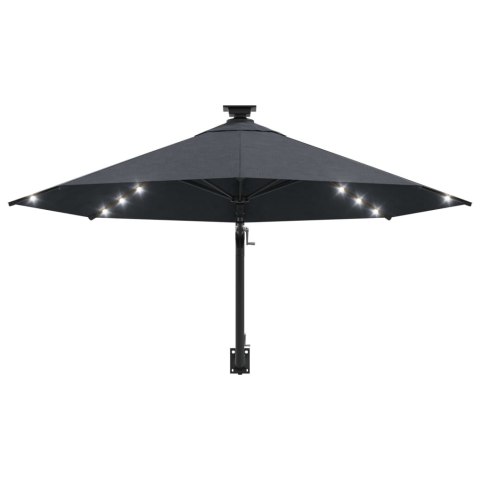 PARASOL OGRODOWY Z LED ŚCIENNY 300CM ANTRACYTOWY
