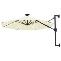 PARASOL OGRODOWY Z LED ŚCIENNY 300CM PIASKOWY