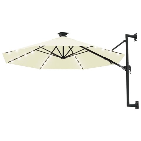 PARASOL OGRODOWY Z LED ŚCIENNY 300CM PIASKOWY