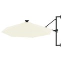 PARASOL OGRODOWY Z LED ŚCIENNY 300CM PIASKOWY