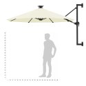 PARASOL OGRODOWY Z LED ŚCIENNY 300CM PIASKOWY
