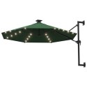 PARASOL OGRODOWY Z LED ŚCIENNY 300CM ZIELONY