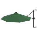 PARASOL OGRODOWY Z LED ŚCIENNY 300CM ZIELONY