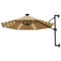 PARASOL OGRODOWY Z LED ŚCIENNY 300CM TAUPE