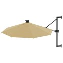 PARASOL OGRODOWY Z LED ŚCIENNY 300CM TAUPE