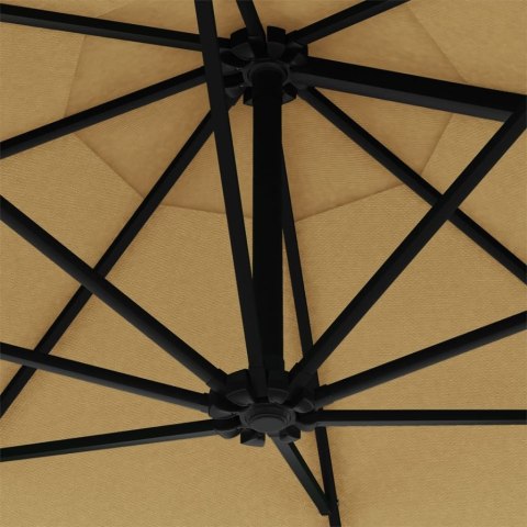 PARASOL OGRODOWY Z LED ŚCIENNY 300CM TAUPE