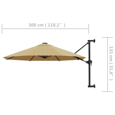 PARASOL ŚCIENNY NA METALOWYM SŁUPKU 300CM KOLOR TAUPE