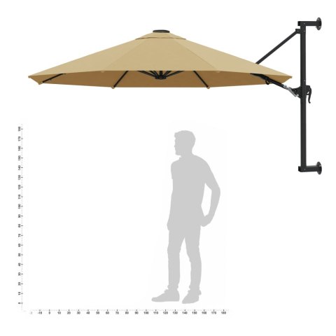 PARASOL ŚCIENNY NA METALOWYM SŁUPKU 300CM KOLOR TAUPE