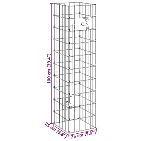 KOLUMNA GABIONOWA Z KRANY 100X25X25CM STAL NIERDZEWNA