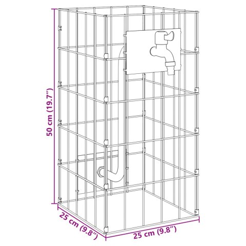 KOLUMNA GABIONOWA Z KRANEM 50X25X25CM STAL NIERDZEWNA