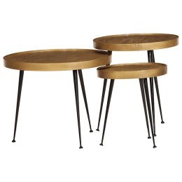 STOLIK KAWOWY 3 SZT. ZŁOTY DREWNO KONSTRUKCYJNE