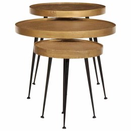 STOLIK KAWOWY 3 SZT. ZŁOTY DREWNO KONSTRUKCYJNE